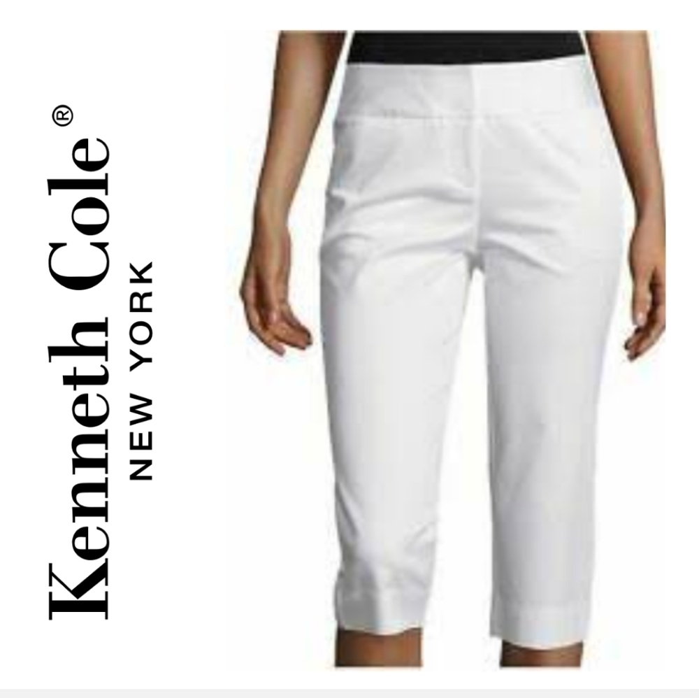 Kenneth Cole Women's Capri White Cuffed Pants. Size 2 Petite